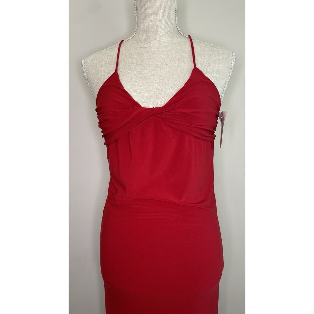 NWT Vintage Ibisco Y2K Prom Dress Maxi Gown 90s Glam Wedding V Neck Strap Red XS - Picture 2 of 8